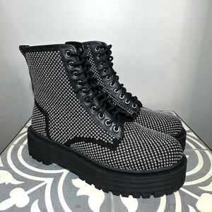 Gianni Bini Black and Silver Combat Boots
